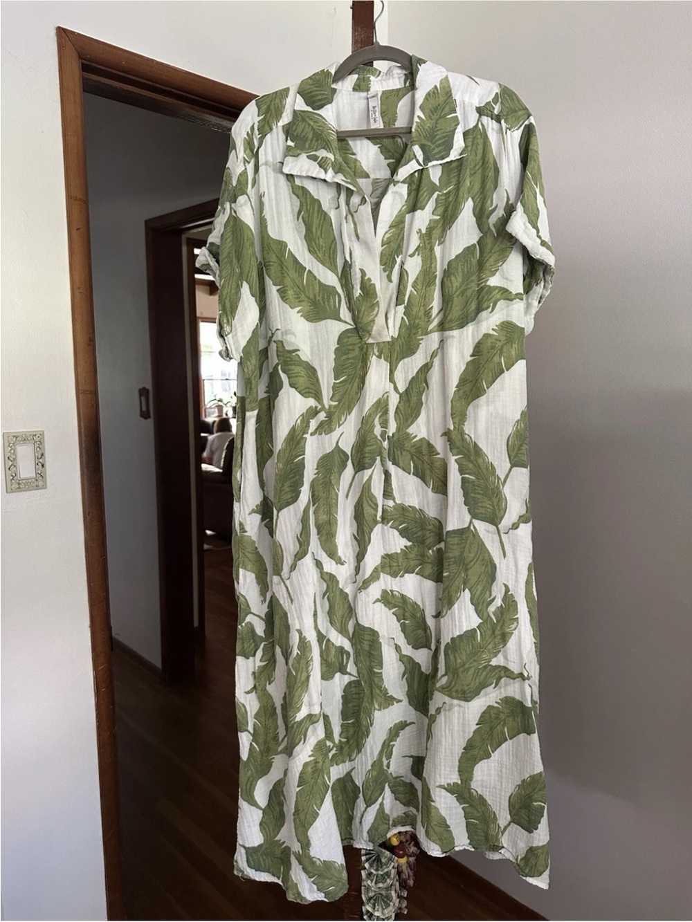 Belle Isle by Torrid Leaf Print Cotton Shirt Dress Collared Short Sleeve Size 1X